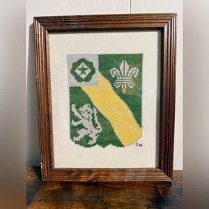 1960 US Army 65th Tank Battalion Framed Needlepoint Art